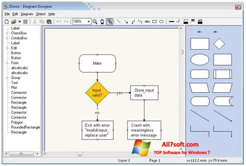 Posnetek zaslona Diagram Designer Windows 7