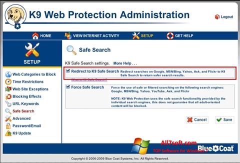 Posnetek zaslona K9 Web Protection Windows 7