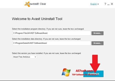 Posnetek zaslona Avast Uninstall Utility Windows 7