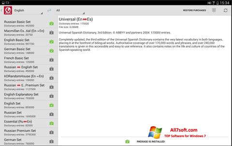 Posnetek zaslona ABBYY Lingvo Windows 7
