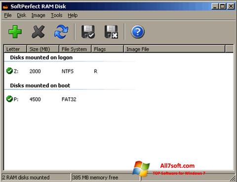 Posnetek zaslona SoftPerfect RAM Disk Windows 7