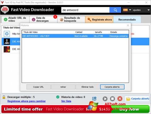 Posnetek zaslona Fast Video Downloader Windows 7