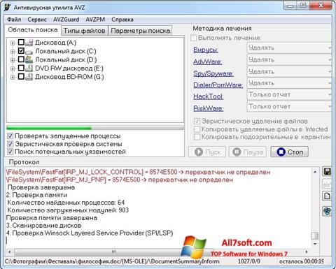Posnetek zaslona AVZ Windows 7
