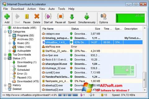 Posnetek zaslona Internet Download Accelerator Windows 7