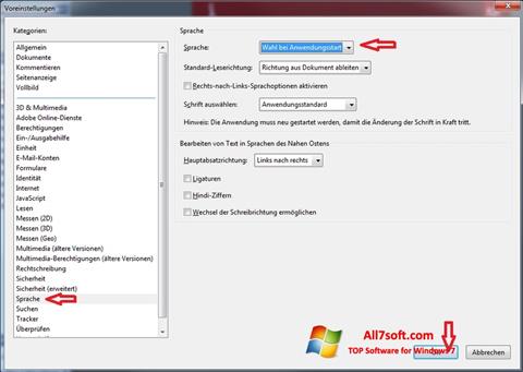 Posnetek zaslona Adobe Reader Windows 7