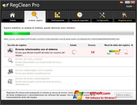 Posnetek zaslona RegClean Pro Windows 7