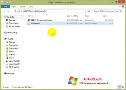 Posnetek zaslona ABBYY Screenshot Reader Windows 7