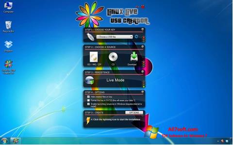Posnetek zaslona LinuxLive USB Creator Windows 7