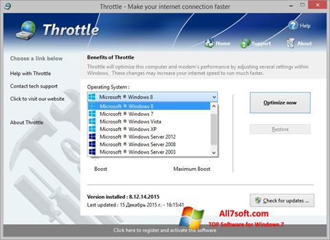 Posnetek zaslona Throttle Windows 7