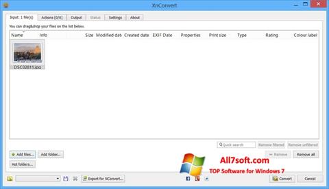 Posnetek zaslona XnConvert Windows 7