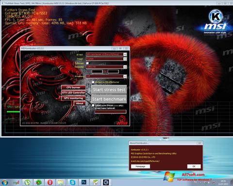 Posnetek zaslona MSI Kombustor Windows 7