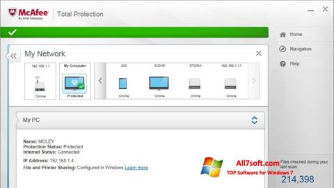 Posnetek zaslona McAfee Total Protection Windows 7