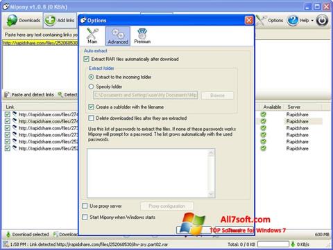 Posnetek zaslona Mipony Windows 7