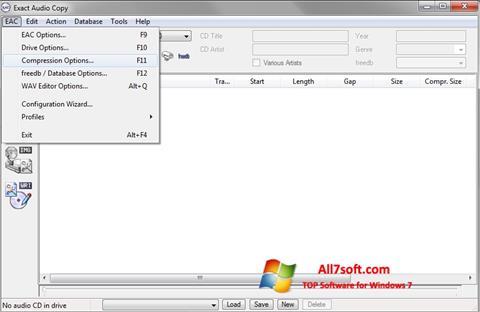 Posnetek zaslona Exact Audio Copy Windows 7