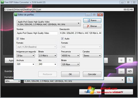 Posnetek zaslona Free MP4 Video Converter Windows 7