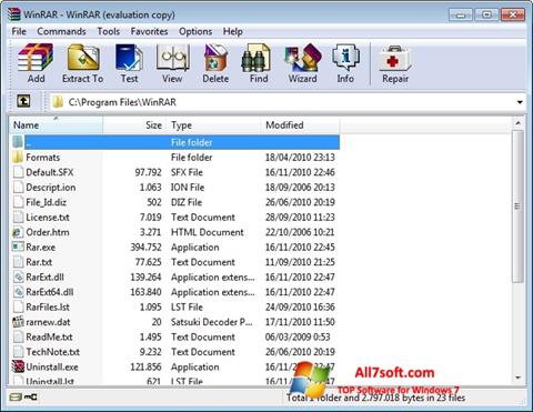 Posnetek zaslona WinRAR Windows 7