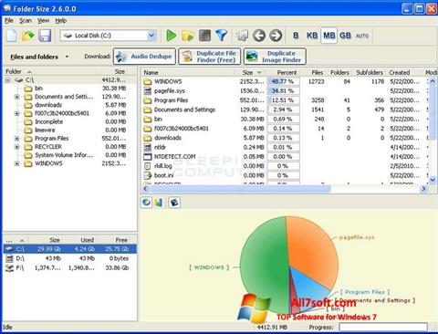 Posnetek zaslona Folder Size Windows 7