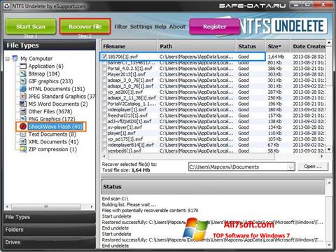 Posnetek zaslona NTFS Undelete Windows 7