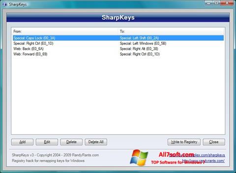 Posnetek zaslona SharpKeys Windows 7