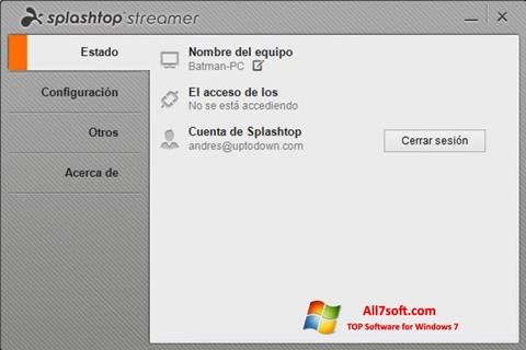 Posnetek zaslona Splashtop Streamer Windows 7