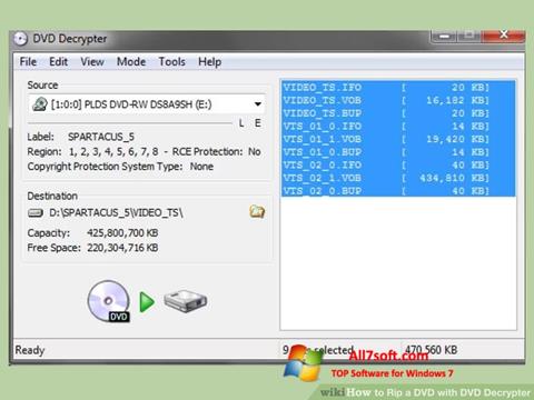Posnetek zaslona DVD Decrypter Windows 7