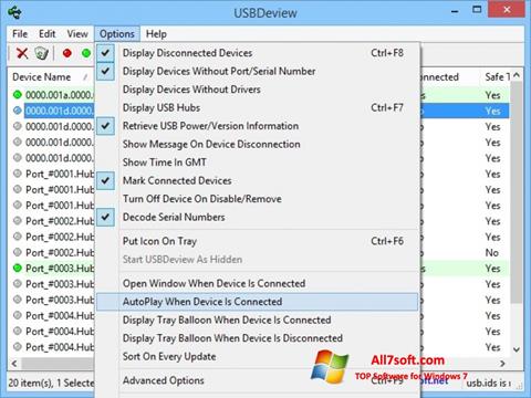 Posnetek zaslona USBDeview Windows 7