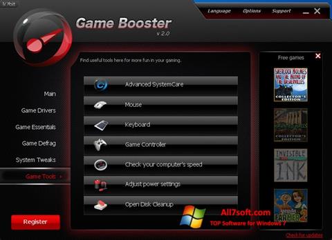 Posnetek zaslona Game Booster Windows 7