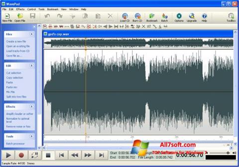 Posnetek zaslona WavePad Sound Editor Windows 7