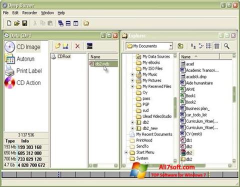 Posnetek zaslona DeepBurner Windows 7