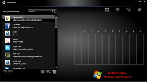 Posnetek zaslona HP SimplePass Windows 7