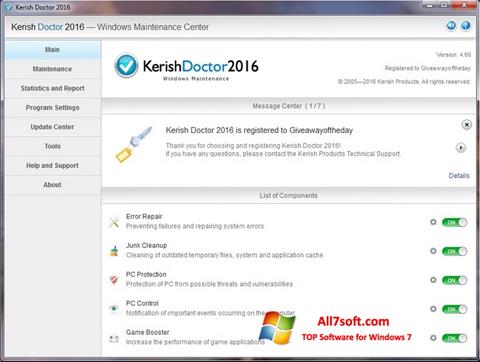 Posnetek zaslona Kerish Doctor Windows 7