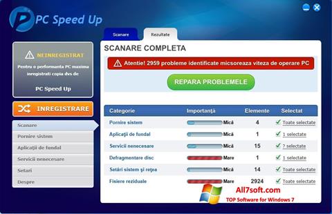Posnetek zaslona PC Speed Up Windows 7