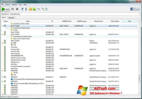 Posnetek zaslona Advanced IP Scanner Windows 7