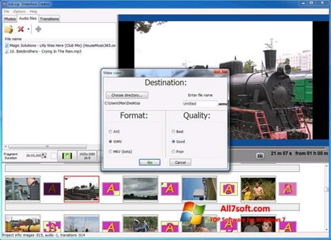 Posnetek zaslona Bolide Slideshow Creator Windows 7