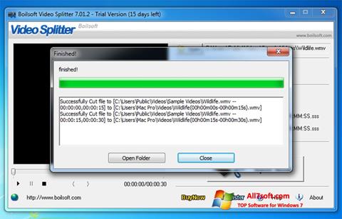 Posnetek zaslona Boilsoft Video Splitter Windows 7