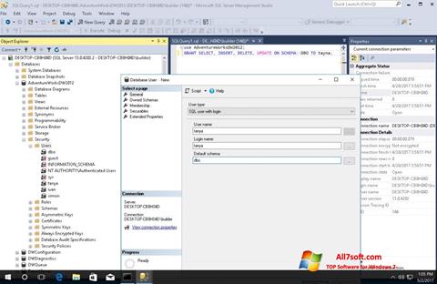 Posnetek zaslona Microsoft SQL Server Windows 7