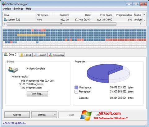 Posnetek zaslona Defraggler Windows 7