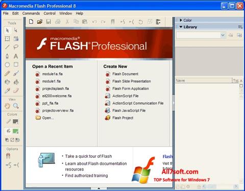 Posnetek zaslona Macromedia Flash Player Windows 7
