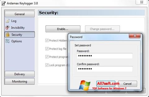 Posnetek zaslona Ardamax Keylogger Windows 7