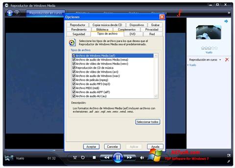 Posnetek zaslona Windows Media Player Windows 7