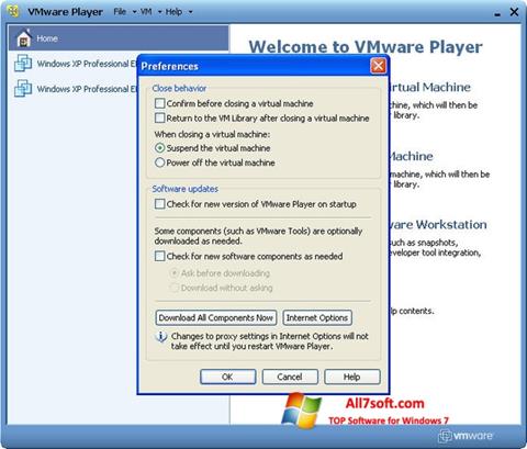Posnetek zaslona VMware Player Windows 7