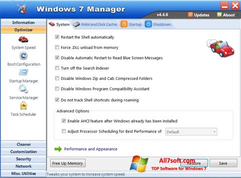 Posnetek zaslona Windows 7 Manager Windows 7
