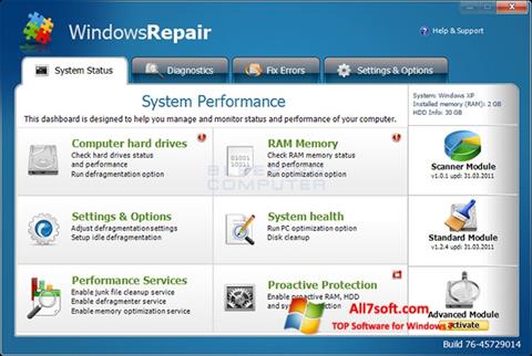 Posnetek zaslona Windows Repair Windows 7
