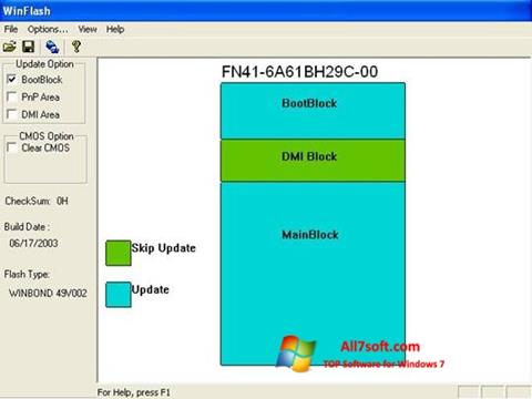 Posnetek zaslona WinFlash Windows 7