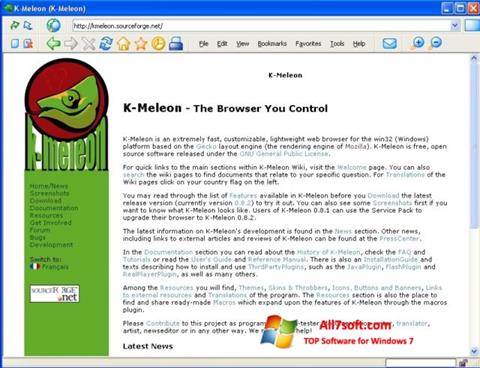 Posnetek zaslona K-Meleon Windows 7