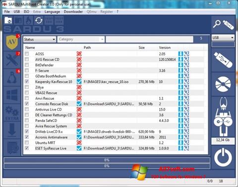 Posnetek zaslona SARDU Windows 7