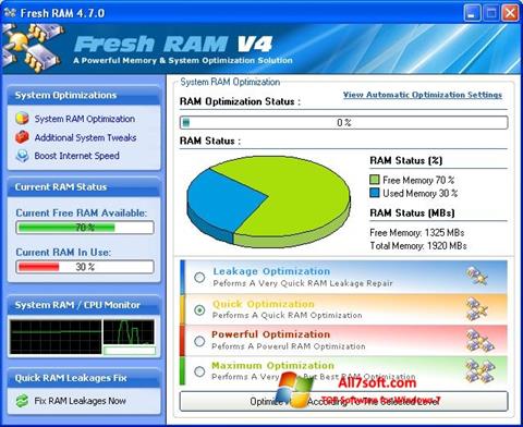 Posnetek zaslona Fresh RAM Windows 7