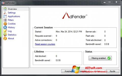 Posnetek zaslona AdFender Windows 7