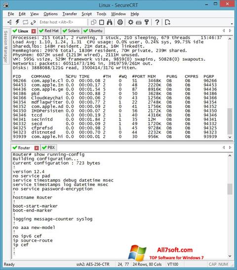 Posnetek zaslona SecureCRT Windows 7