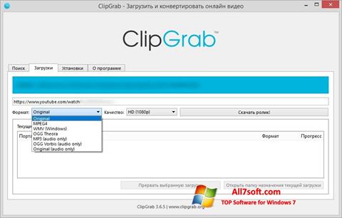Posnetek zaslona ClipGrab Windows 7